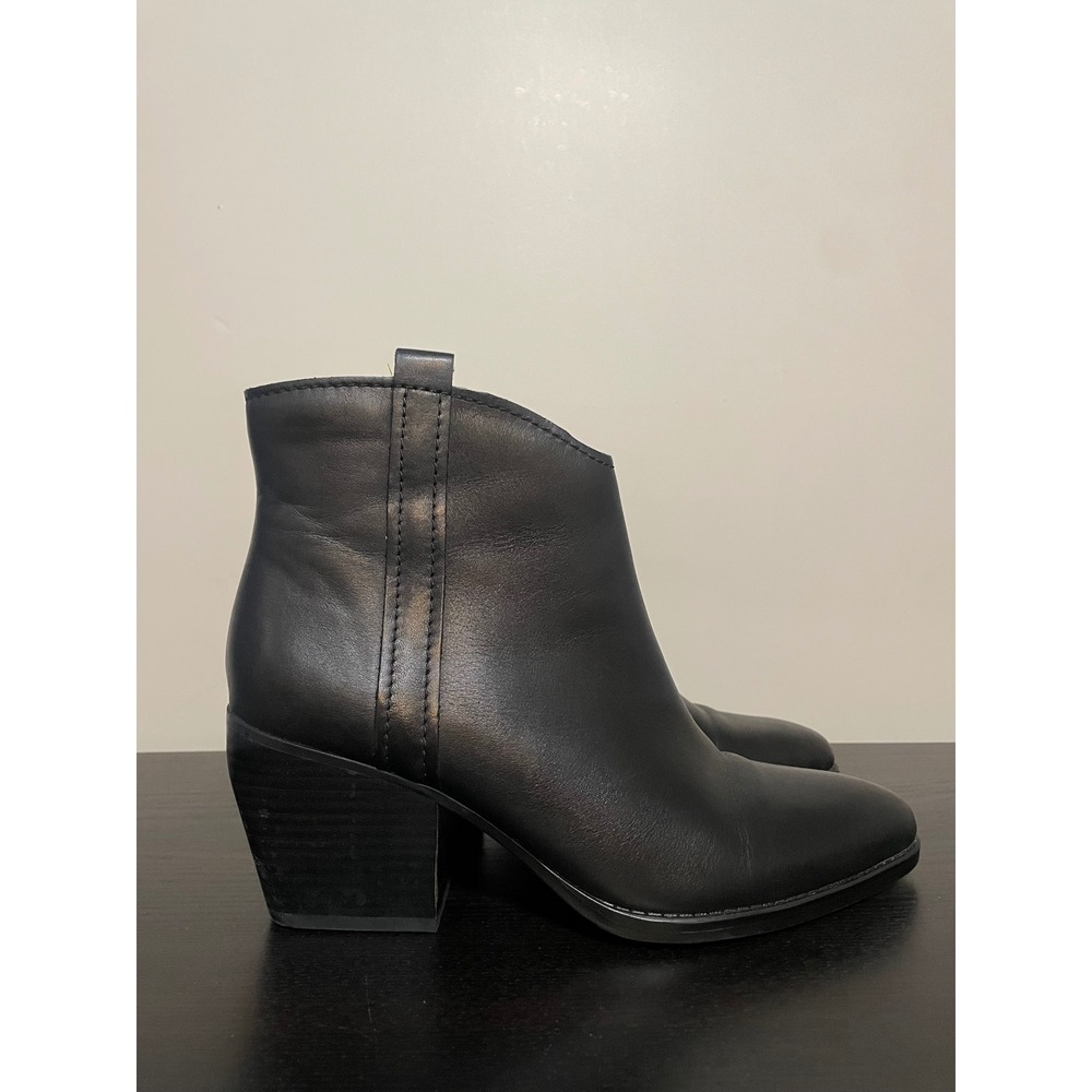 Naturalizer Fairmont Black Leather Ankle Boots Western Pointed Toe Block Heel 9W